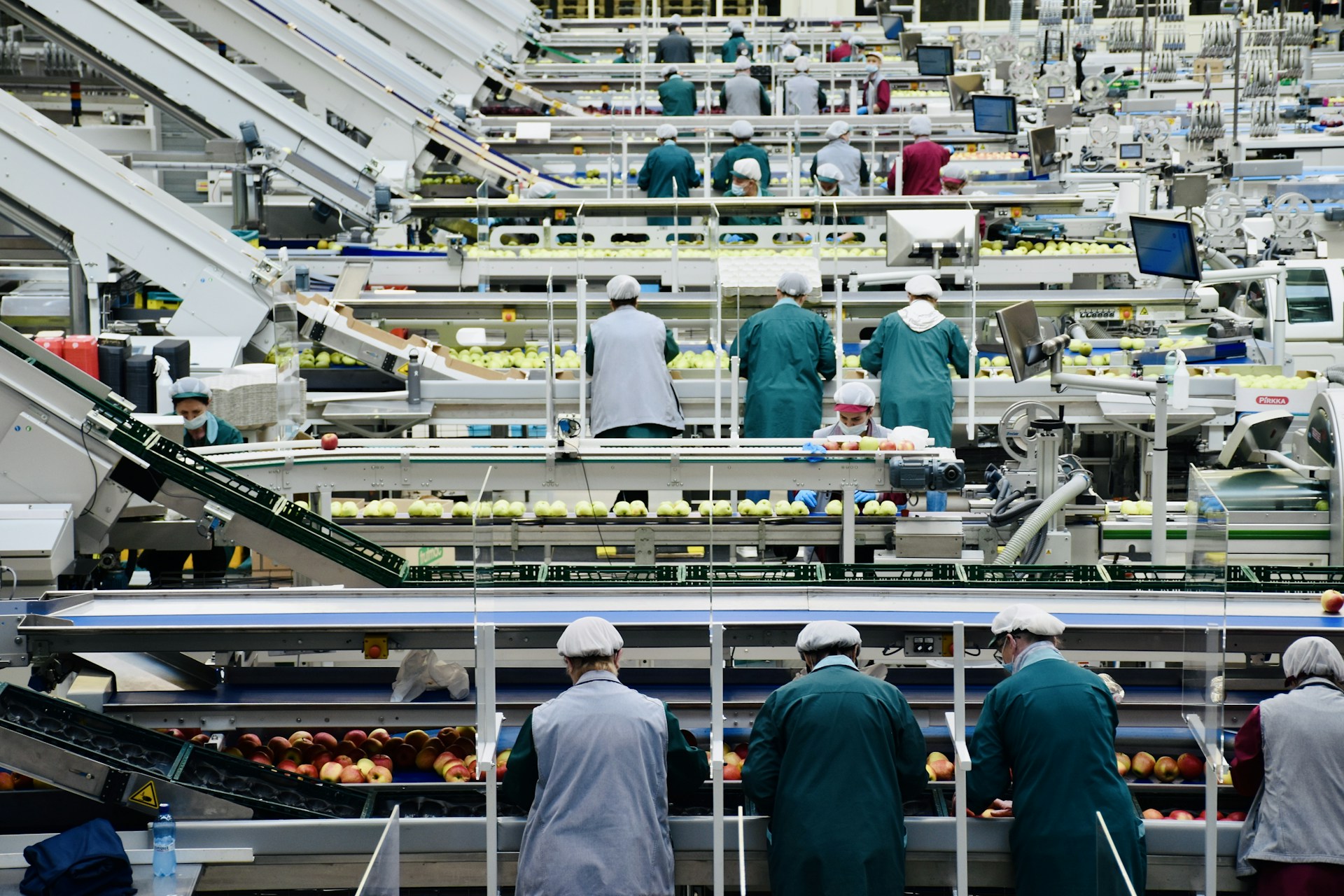 Industrial equipment inside a production facility near Bergamo, Italy
